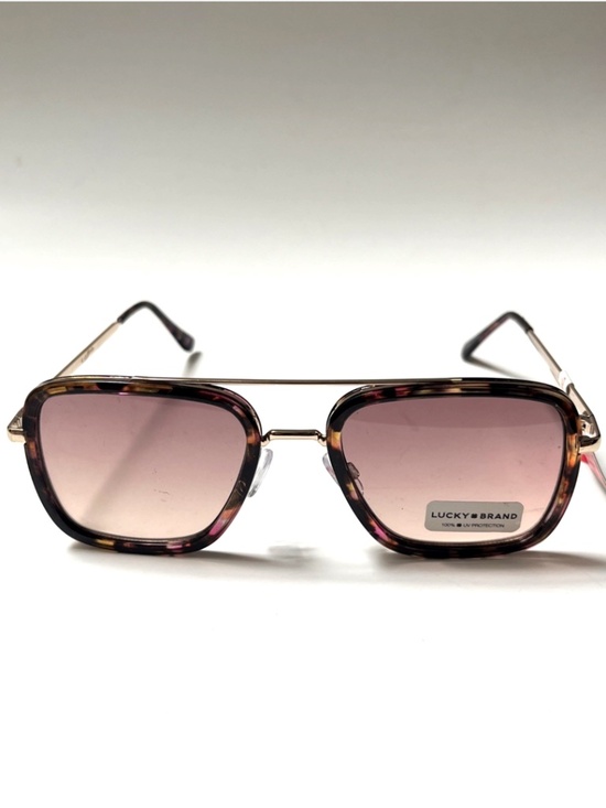 New LUCKY BRAND Double Bridge Aviator Sunglasses Tortoise Shell Metal Light Lens main image 6